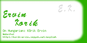 ervin korik business card